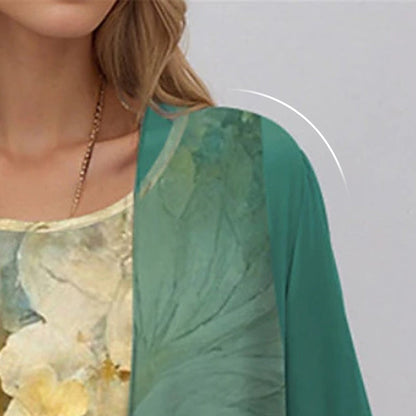 Women's Floral Midi Dress And Cardigan Set