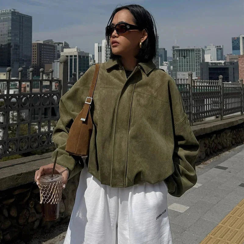Oversized Casual Zip Jacket for Women