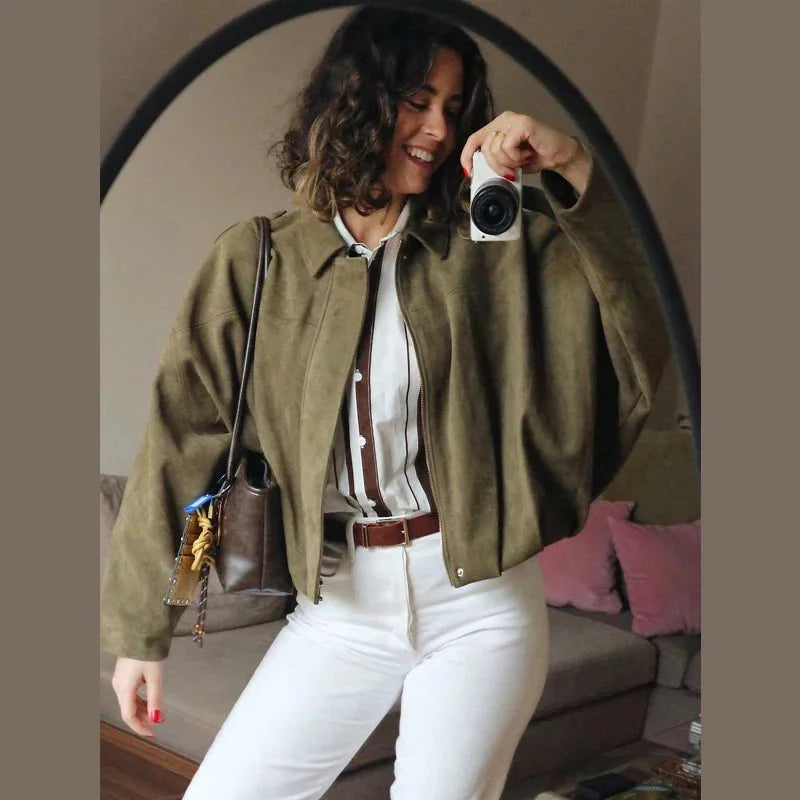 Oversized Casual Zip Jacket for Women