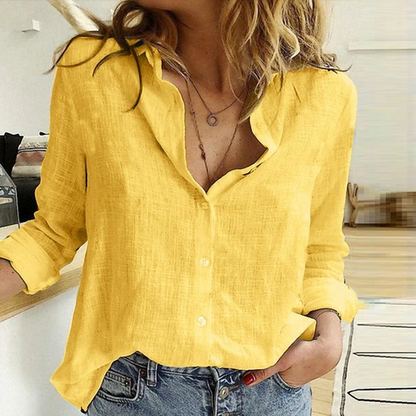 Women's Button-Down Blouse Long Sleeve Point Collar
