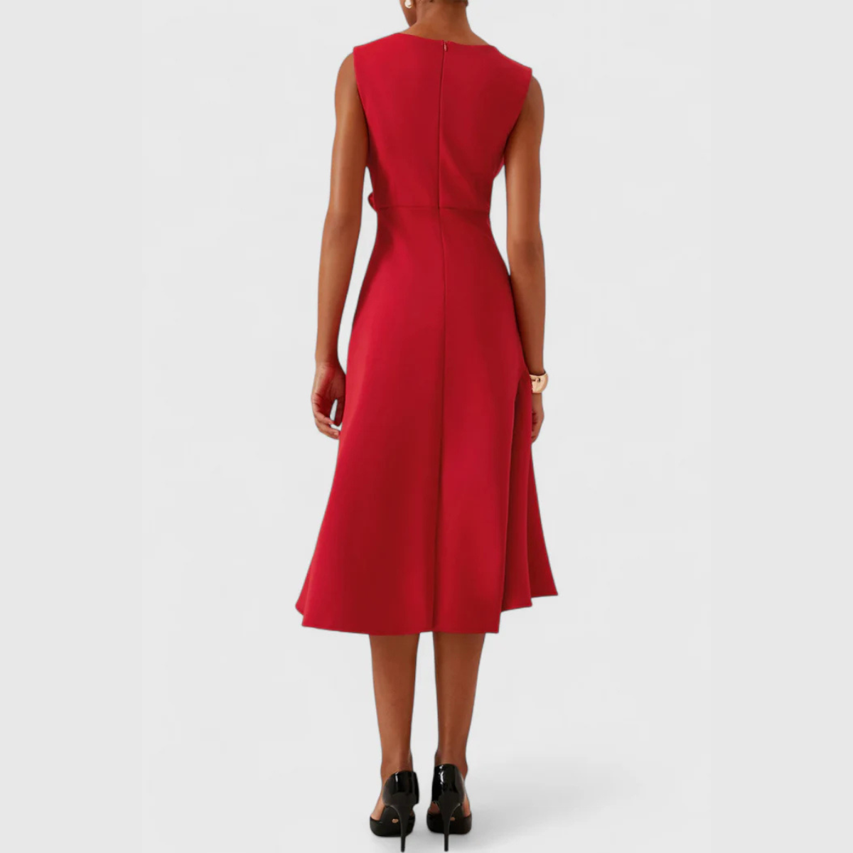 Elegant Women's Sleeveless Wrap Midi Dress