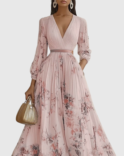 Elegant Women's V-Neck A-Line Midi Dress