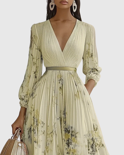 Elegant Women's V-Neck A-Line Midi Dress