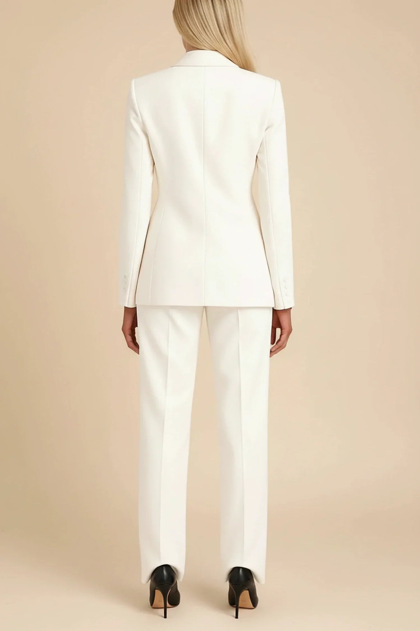 Women's Tailored Business Suit Set with Wide-Leg Pants