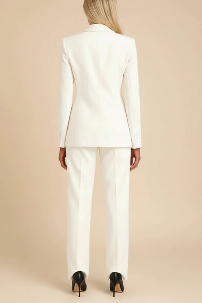 Women's Tailored Business Suit Set with Wide-Leg Pants