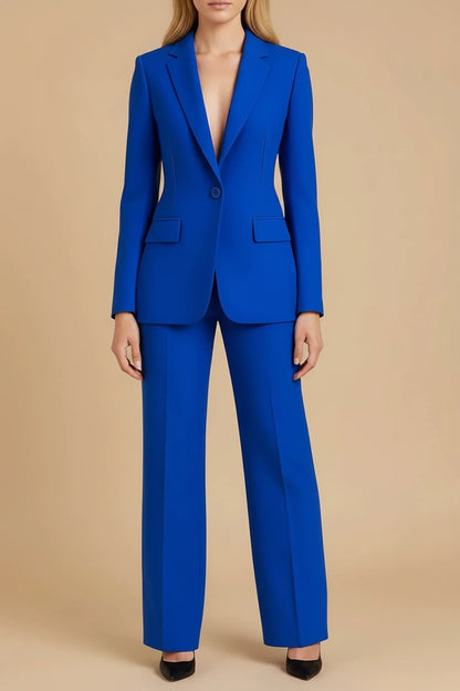 Women's Tailored Business Suit Set with Wide-Leg Pants