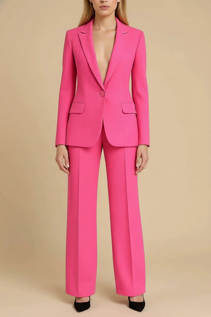 Women's Tailored Business Suit Set with Wide-Leg Pants