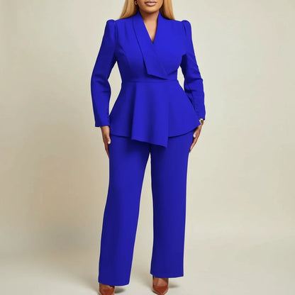 Women's Peplum Blazer Suit Two-Piece Set