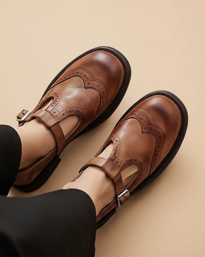 Women's Leather T-Strap Mary Jane Orthopedic Shoes