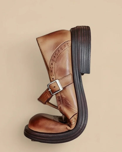 Women's Leather T-Strap Mary Jane Orthopedic Shoes