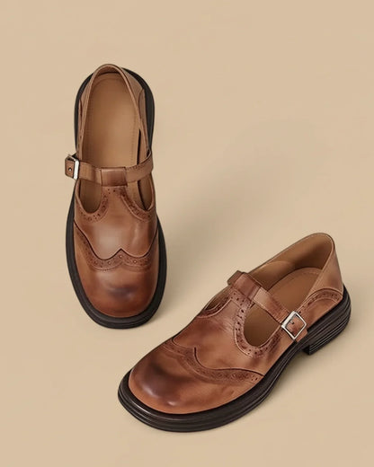 Women's Leather T-Strap Mary Jane Orthopedic Shoes