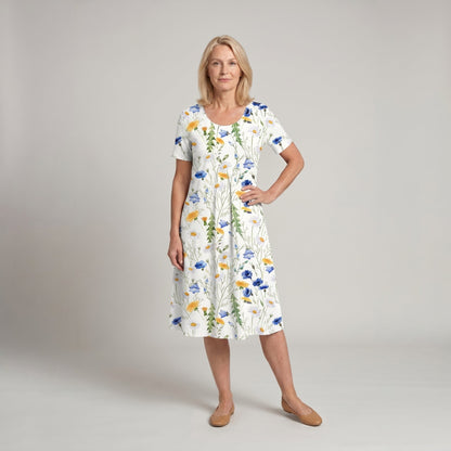 Women's Casual Floral Style Print Midi Dress