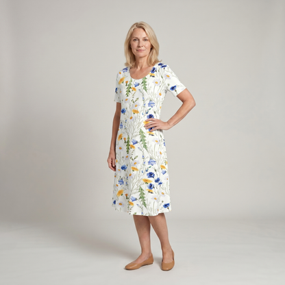 Women's Casual Floral Style Print Midi Dress