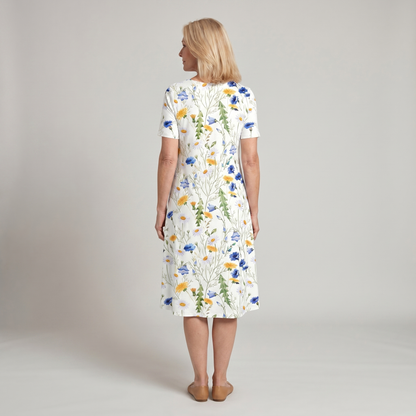 Women's Casual Floral Style Print Midi Dress