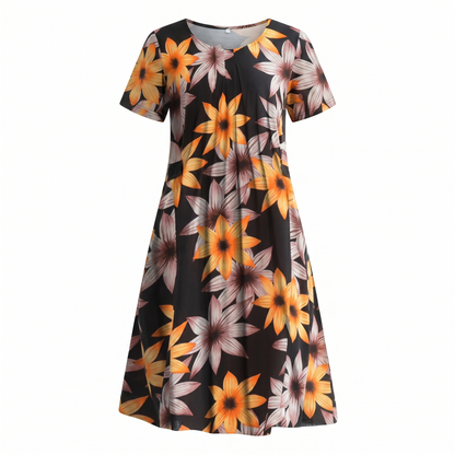 Women's Casual Floral Style Print Midi Dress