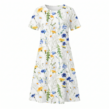 Women's Casual Floral Style Print Midi Dress