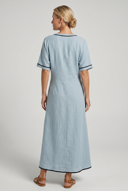 Women's Flowing Twist-Front V-Neck Maxi Dress