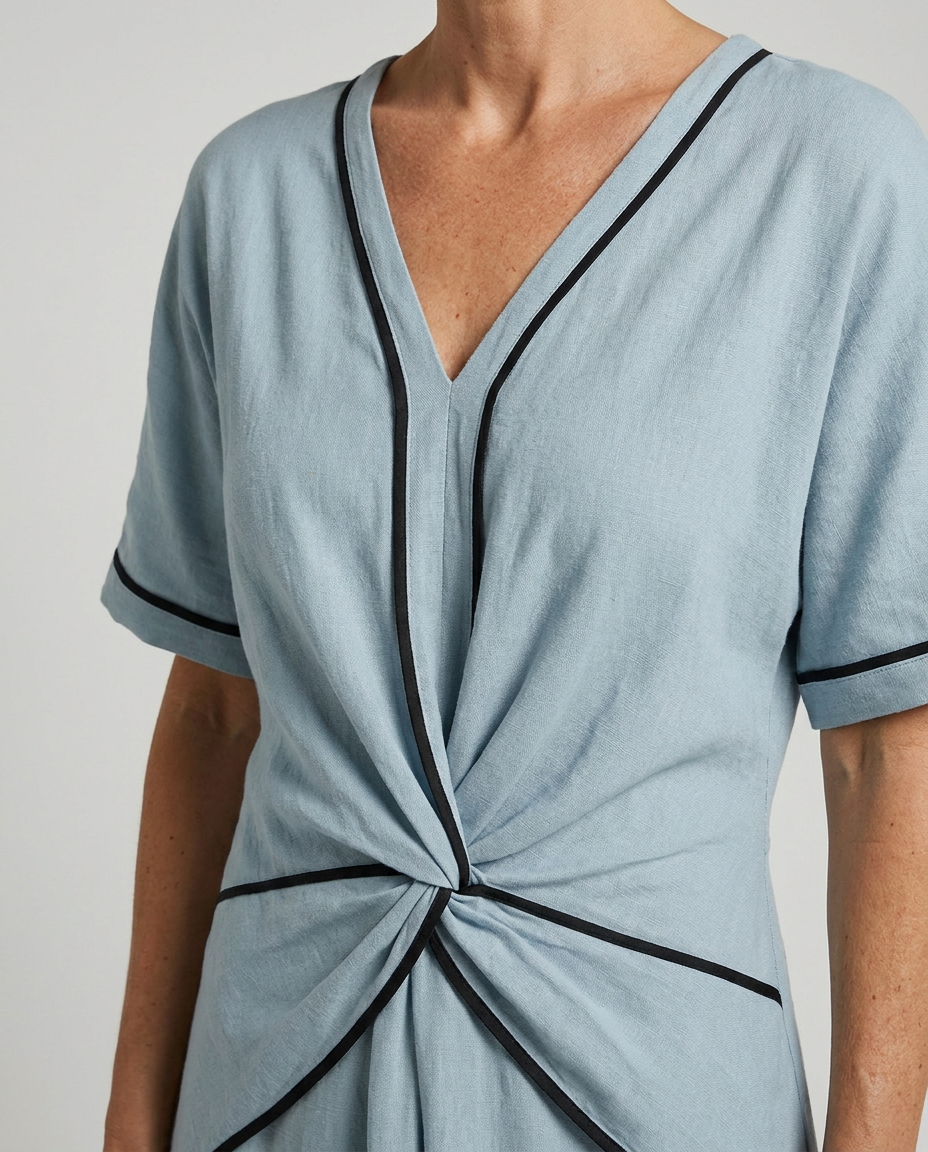 Women's Flowing Twist-Front V-Neck Maxi Dress