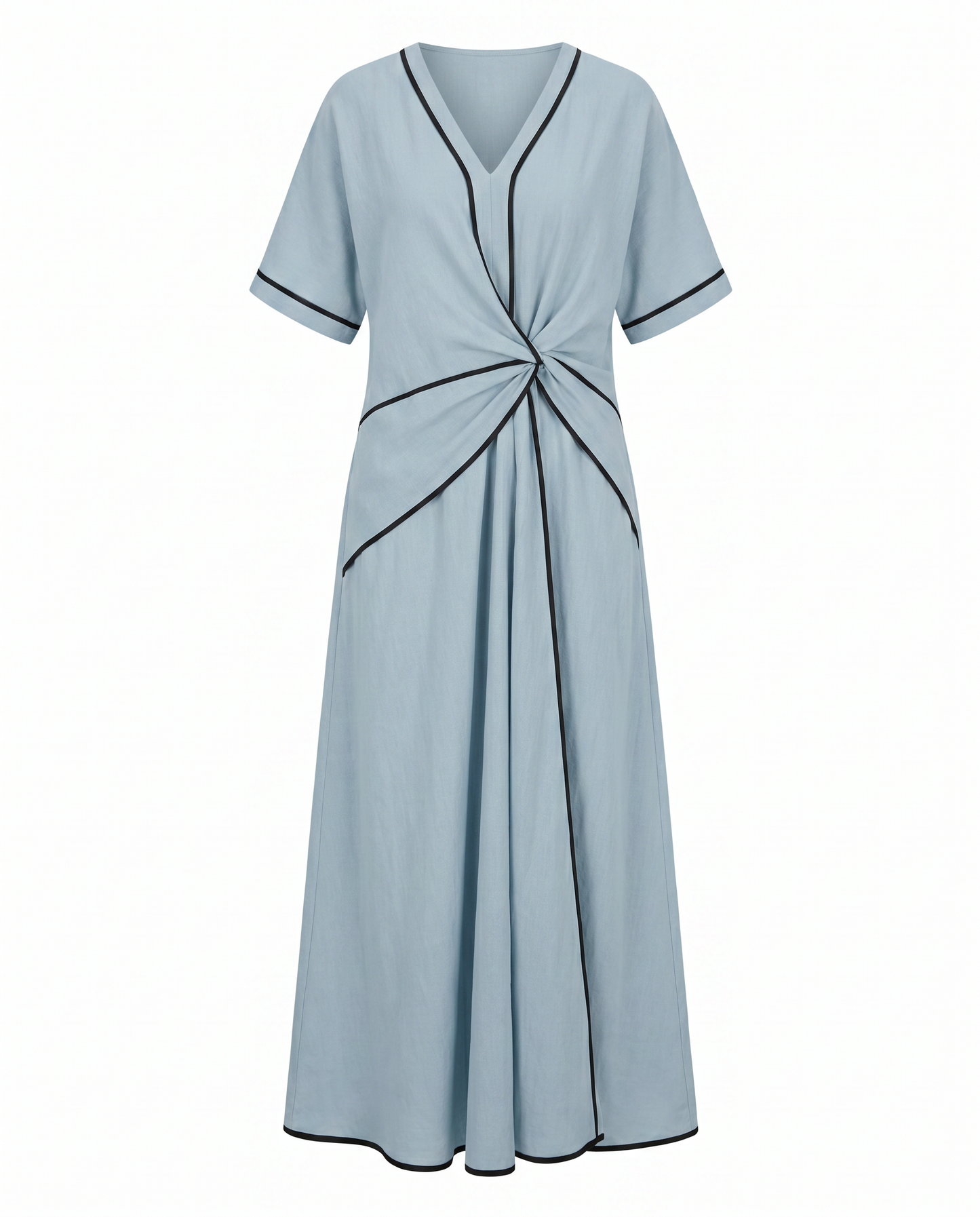 Women's Flowing Twist-Front V-Neck Maxi Dress