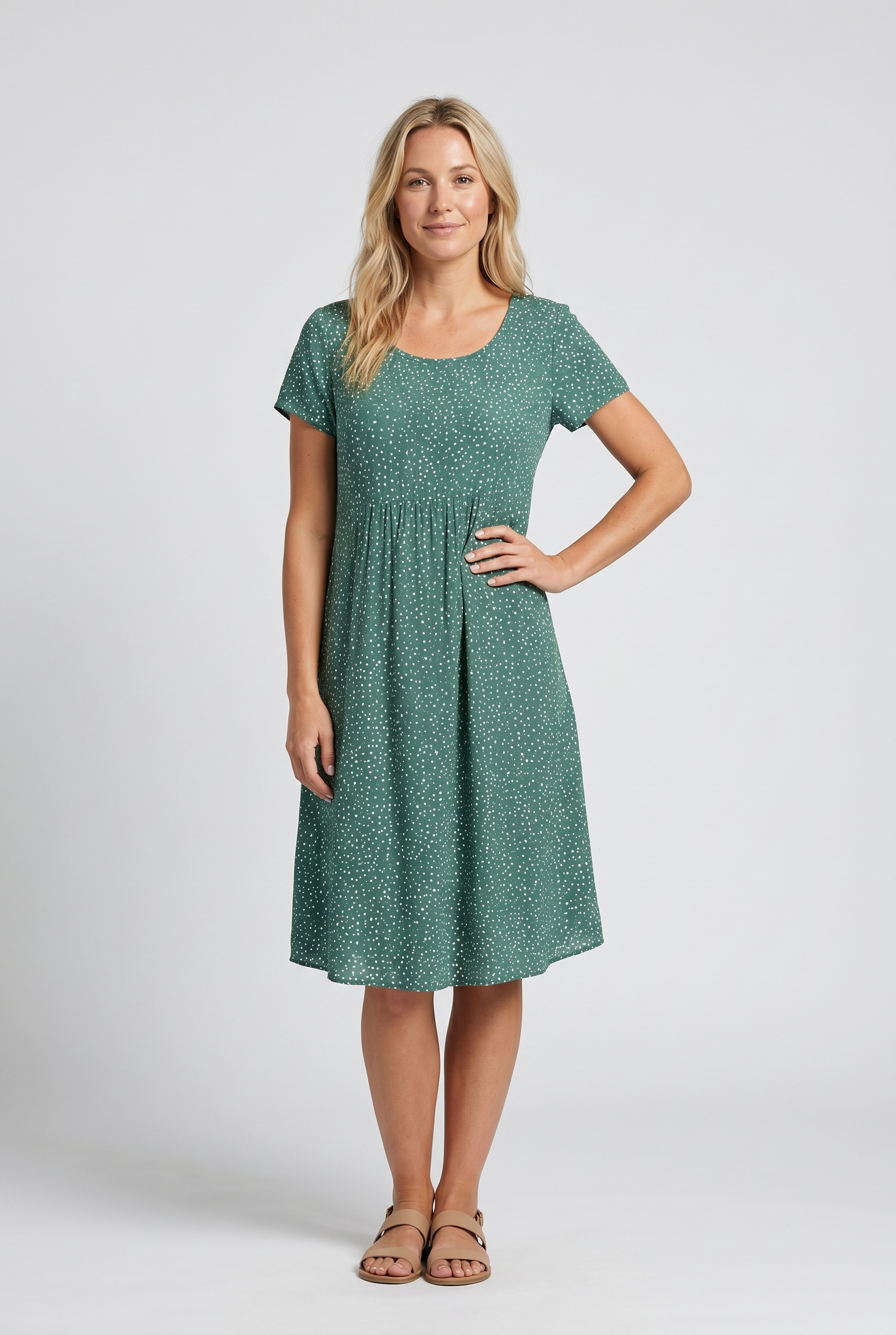 Women's Casual V-Neck Short Sleeve Summer Midi Dress