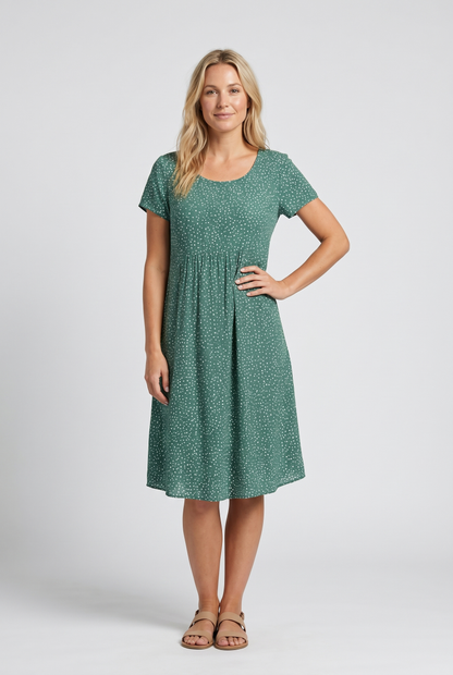 Women's Casual V-Neck Short Sleeve Summer Midi Dress
