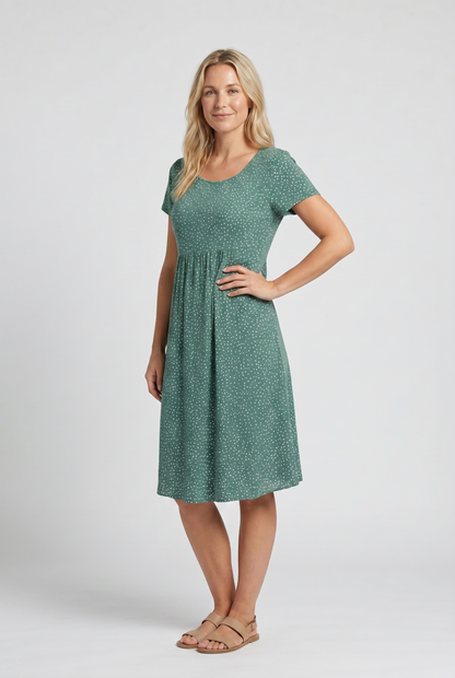 Women's Casual V-Neck Short Sleeve Summer Midi Dress