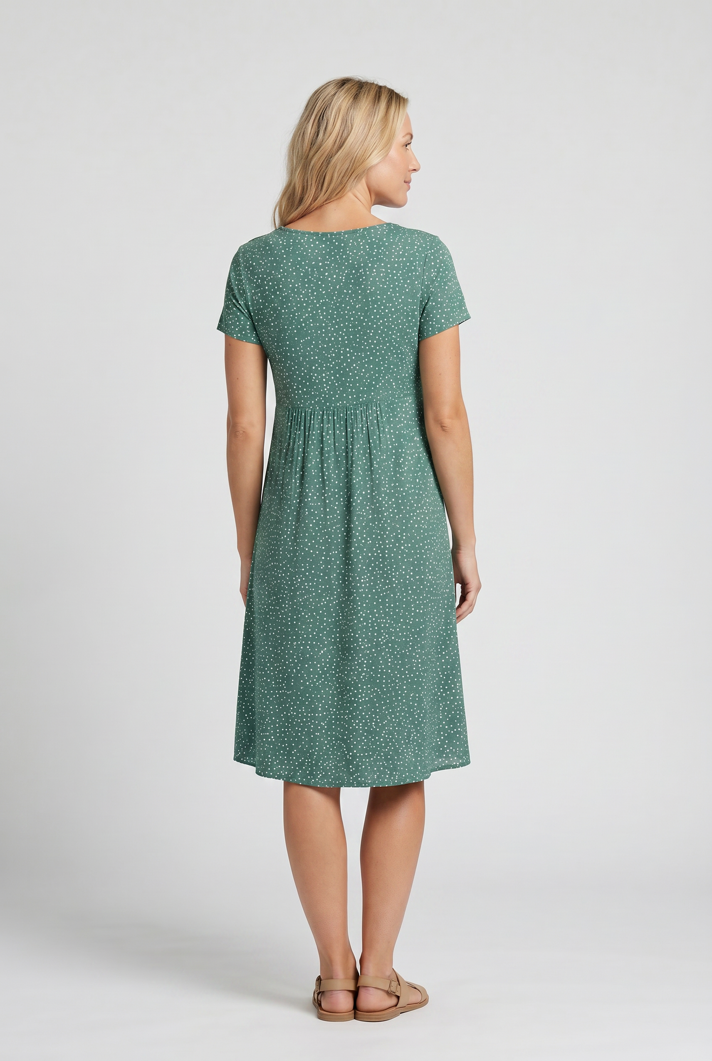 Women's Casual V-Neck Short Sleeve Summer Midi Dress