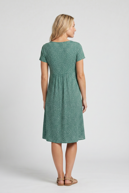 Women's Casual V-Neck Short Sleeve Summer Midi Dress