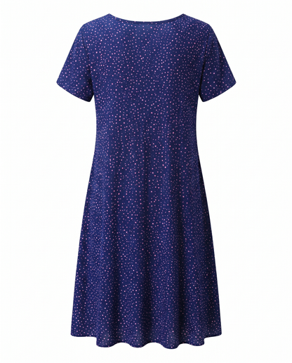 Women's Casual V-Neck Short Sleeve Summer Midi Dress