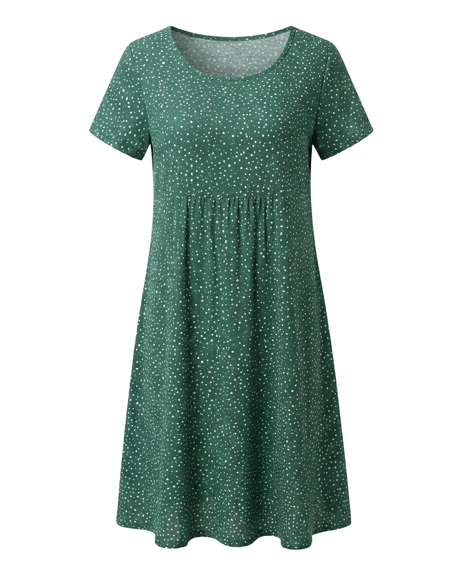 Women's Casual V-Neck Short Sleeve Summer Midi Dress
