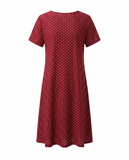 Women's Casual V-Neck Short Sleeve Summer Midi Dress