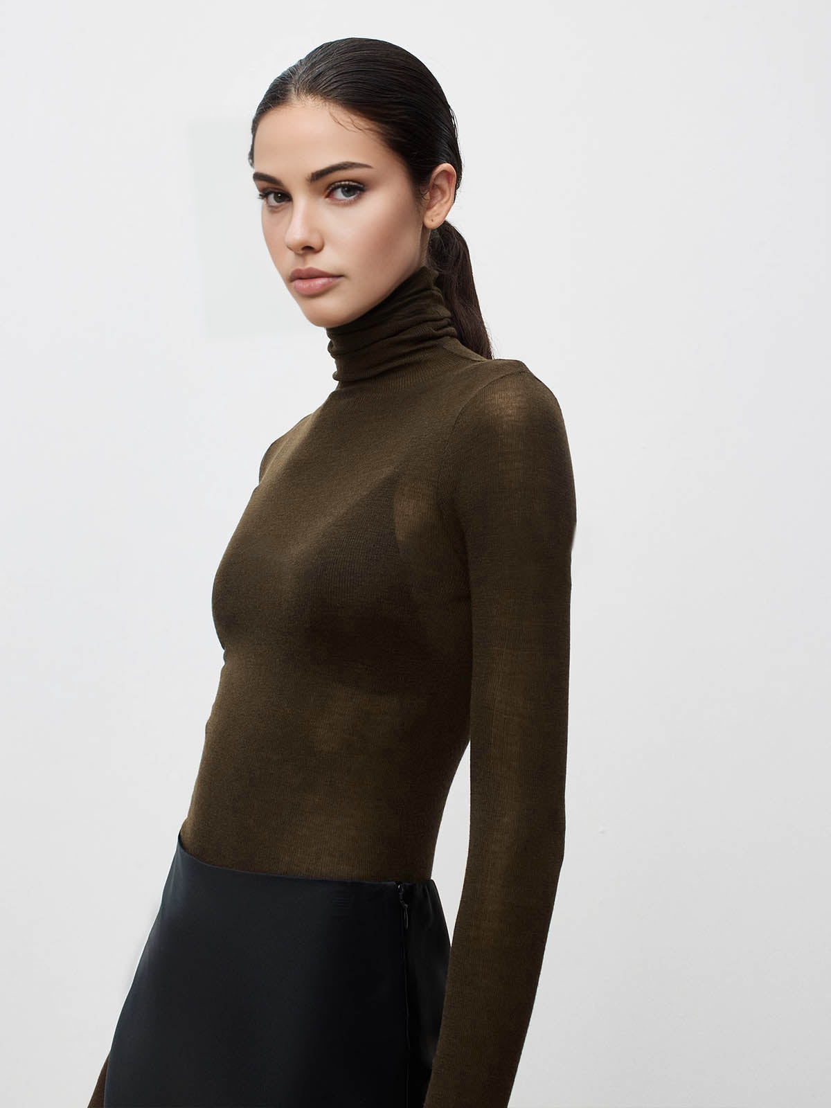 Wool Blend Turtleneck Sweater for Women