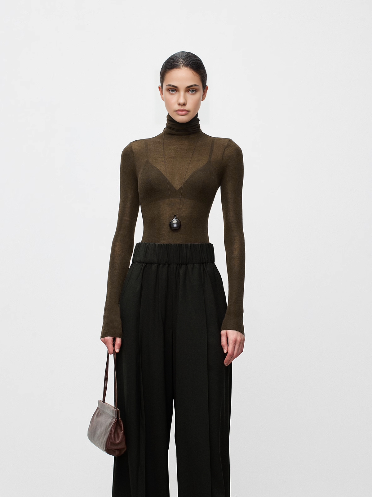 Wool Blend Turtleneck Sweater for Women