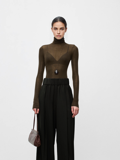 Wool Blend Turtleneck Sweater for Women