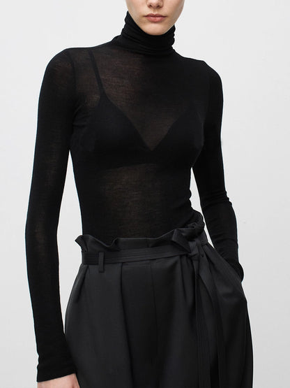 Wool Blend Turtleneck Sweater for Women