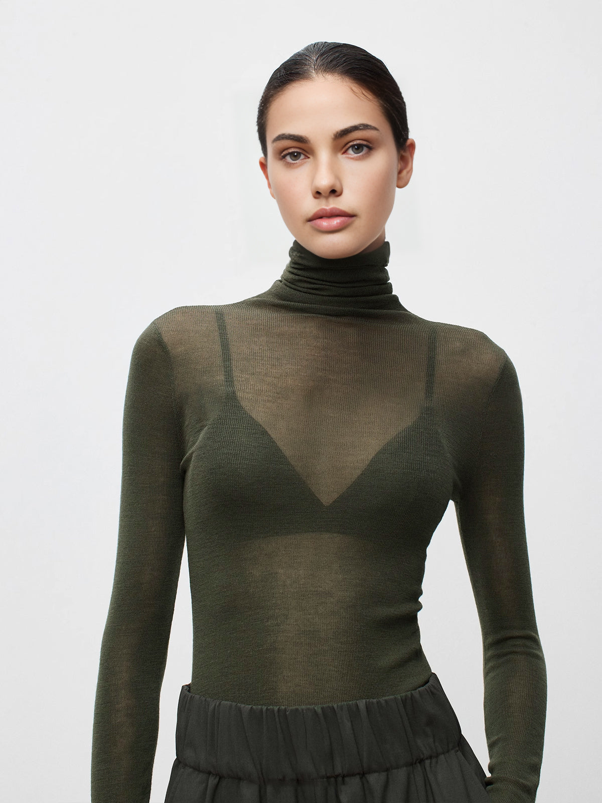 Wool Blend Turtleneck Sweater for Women