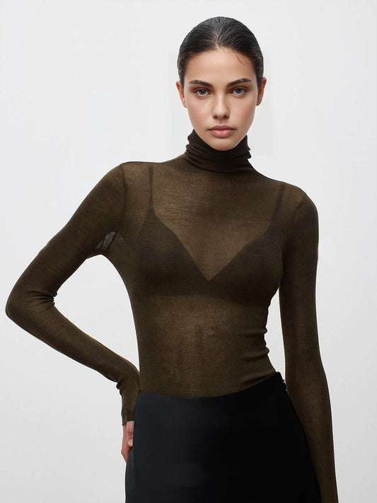 Wool Blend Turtleneck Sweater for Women
